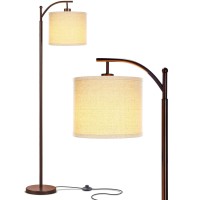 Brightech Montage Led Floor Lamp - Modern Floor Lamp For Living Rooms & Office, Tall Lamp With Arc Hanging Shade - Standing Lamp For Bedroom Reading, Mid-Century Pole Lamp For Farmhouse Style - Bronze