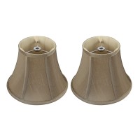 Urbanest Set Of 2 Softback Bell Lampshade, Faux Silk, 5-Inch By 9-Inch By 7-Inch, Golden Taupe, Spider-Fitter