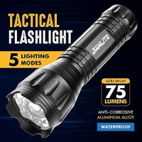 Samlite- Led Tactical Flashlight With 5 Options, Bright Led Light, Laser Pointer, Uv Blacklight, Green Light And Magnetic Bottom - Water Resistant - (3 Aaa Batteries Included)