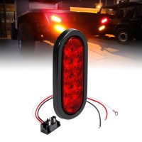 6 Red Oval Led Trailer Tail Light Dot Fmvss 108 Sae S2Tsi6P2 Grommet Plug Included Ip67 Waterproof Stop Turn Tail Trailer