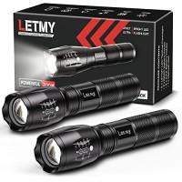 Letmy Led Tactical Flashlight S1000 Pro - 2 Pack Bright Military Grade Flashlights High Lumens - Portable Handheld Flash Lights With 5 Modes, Zoomable, Waterproof For Camping Outdoor Emergency