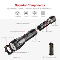 Letmy Led Tactical Flashlight S1000 Pro - 2 Pack Bright Military Grade Flashlights High Lumens - Portable Handheld Flash Lights With 5 Modes, Zoomable, Waterproof For Camping Outdoor Emergency