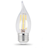 Feit Electric Bpefc40/850/Led/2 40W Eq Dm Flame Tip Decorative Clear Glass Filament Led Chandelier Bulb, 2-Pack