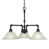 Vintage 3 Light Chandelier Shown In Dark Granite Finish With 10 Amber Marble Glass