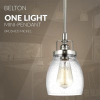 Sea Gull Lighting 6114501-962 Belton Clear Seeded Mini Pendant In Brushed Nickel, 5 In,Silver