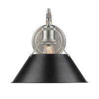 Golden Lighting 3306-1W Pw-Blk Orwell Wall Sconce, Pewter With Black Shade