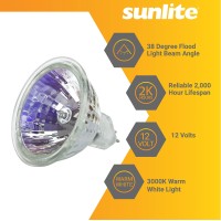 Sunlite 40702-Su Halogen Mr16 Mini Reflector Flood Light Bulb, Bab, 20 Watts, 230 Lumens, Gu5.3 Base 2 Pin, 38