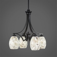 Zilo 4 Light Chandelier Shown In Matte Black Finish With 5