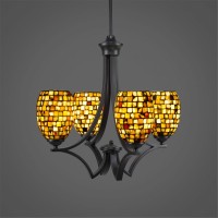 Zilo 4 Light Chandelier Shown In Matte Black Finish With 5