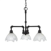 Vintage 3 Light Chandelier Shown In Dark Granite Finish With 7 Gold Ice Glass