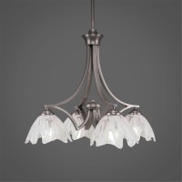 Zilo 4 Light Chandelier Shown In Graphite Finish With 7 Italian Ice Glass