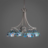 Zilo 4 Light Chandelier Shown In Graphite Finish With 7 Blue Mosaic Art Glass