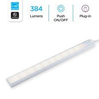 Enbrighten 16 Inch Led Premium Under Cabinet Light Fixture Plugin Bright White 3000K 384 Lumens Plastic Housing Onoff Swi