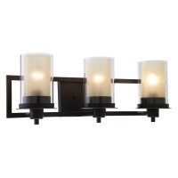 Designers Impressions Juno Oil Rubbed Bronze 3 Light Wall Sconce/Bathroom Fixture With Clear And Frosted Glass: 73473