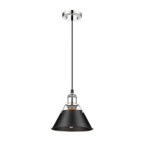 Golden Lighting 3306-S Pw-Blk Orwell Mini Pendant, Pewter With Black Shade