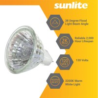 Sunlite 40714-Su Halogen Mr16 Mini Reflector Flood Light Bulb, Fmw, 35 Watts, 280 Lumens, Gu5.3 Base 2 Pin, 38