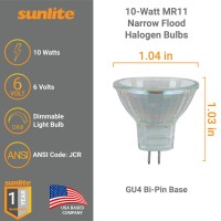 6 Pack Sunlite 10 Watt 30 Narrow Flood Mr11 Mini Reflector With Cover Guard Gu4 Base