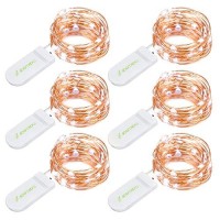 Oak Leaf Twinkle Lights, 6 Set Of 30 Led Micro String Lights Battery Operated Fairy Lights, Copper Wire, Cool White, 9.8 Feet, For Diy Wedding Home Bedroom Party