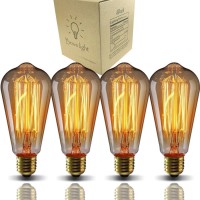 E26 Edison Bulbs, Bravelight Antique Vintage Light Bulbs, St64 40W 2700K Warm Dimmable, Squirrel Cage Filament Edison Light Bulb For Table Lamp Restaurant Home Office Light Fixtures Decorative 4 Pack