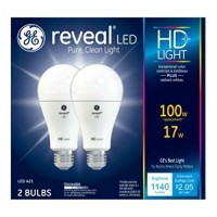 LED 17DA21RVLHT2 2 Pack 17W A21 Clear LED Light Bulb Dimmable Medium Base 1140 Lumens Color Temperature 2850 Watts Equivalent To A 100W Incandescent 12RS6E26RV9HT120 12W Equivalent To A 60W Incandescent Dimmable RS6 Shape Medium Base White 360 Lumens 630 