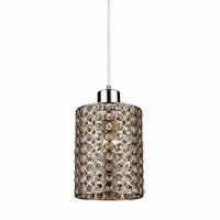 1 Light Plug In Pendant Chrome Finish With Crystal Inserts In Line Switch 15 Clear Cord Plug In Uses 1 A19 60W Medium Base Bulb Not Included Mounting Hardware Included Adjustable Height Up To 15 Culus Listed