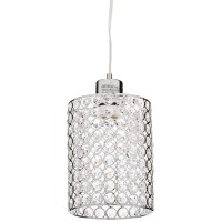 1 Light Plug In Pendant Chrome Finish With Crystal Inserts In Line Switch 15 Clear Cord Plug In Uses 1 A19 60W Medium Base Bulb Not Included Mounting Hardware Included Adjustable Height Up To 15 Culus Listed