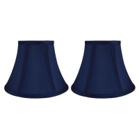 Urbanest Set Of 2 Softback Bell Lampshade, Faux Silk, 5-Inch By 9-Inch By 7-Inch, Navy Blue, Spider-Fitter