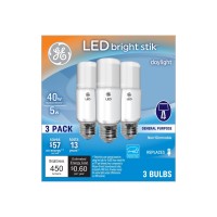 Ge Bright Stik Led Light Bulbs, 40 Watt Eqv, Daylight, General Purpose Bulbs, Medium Base (3 Pack)