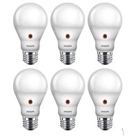 Philips Led Dusk-To-Dawn A19 Frosted Light Bulb: 800-Lumen, 2700-Kelvin, 8-Watt (60-Watt Equivalent), E26 Base, Soft White, 6-Pack