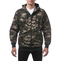 Pro Club Mens Heavyweight Full Zip Fleece Hoodie Green Camo Medium