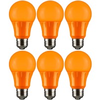 Sunlite Led A19 Colored Light Bulb, 3 Watts (25W Equivalent), E26 Medium Base, Non-Dimmable, Ul Listed, Party Decoration, Holiday Lighting, 6 Count, Orange