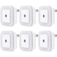 Uigos Led Night Light Lamp With Smart Sensor Dusk To Dawn Sensor, Daylight White, 0.5W Plug-In, 6-Pack