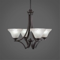 Zilo 4 Light Chandelier Shown In Dark Granite Finish With 7 Frosted Crystal Glass