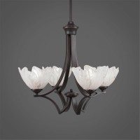 Zilo 4 Light Chandelier Shown In Dark Granite Finish With 7 Italian Ice Glass