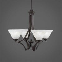 Zilo 4 Light Chandelier Shown In Dark Granite Finish With 7 Gold Ice Glass