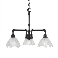 Vintage 3 Light Chandelier Shown In Dark Granite Finish With 7 Italian Ice Glass