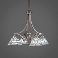 Zilo 4 Light Chandelier Shown In Graphite Finish With 7 Pewter Art Glass