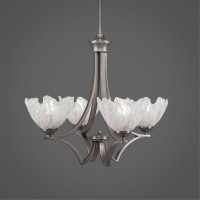 Zilo 4 Light Chandelier Shown In Graphite Finish With 7 Italian Ice Glass