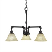 Vintage 3 Light Chandelier Shown In Dark Granite Finish With 7 Italian Marble Glass