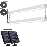 Hykolity Solar Powered Shop Light With Motion Sensor, 3Ft 17W (100-Watt Equivalent),Integrated Led Ip65 Waterproof Outdoor Motion Sensor Shop Light For Garage, Barn, House - 2 Pack