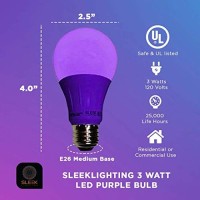 Sleeklighting Purple Light Bulb A19 Led, 120 Volt - 3-Watt Outdoor Light Bulbs- Medium Base - Ul-Listed Purple Led Light Bulb- Lasts More Than 20,000 Hours 4Pack