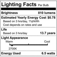 S9576 6.5Bt15/Cl/Led/E26/27K/120V 6 Bulbs