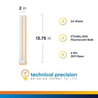 24W Compact Fluorescent Bulb Replacement For Ottlite Truecolor 24 Watt Light Bulb By Technical Precision - T5 Double Tube Cfl Lamp - 2G11 Base - 3500K Cool White - 1 Pack