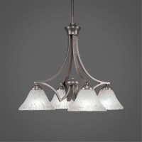 Zilo 4 Light Chandelier Shown In Graphite Finish With 7 Frosted Crystal Glass