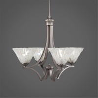 Zilo 4 Light Chandelier Shown In Graphite Finish With 7 Italian Ice Glass