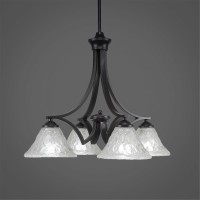 Zilo 4 Light Chandelier Shown In Matte Black Finish With 7