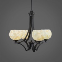 Zilo 4 Light Chandelier Shown In Matte Black Finish With 6