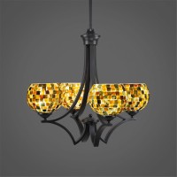 Zilo 4 Light Chandelier Shown In Matte Black Finish With 6