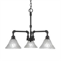 Vintage 3 Light Chandelier Shown In Dark Granite Finish With 7 Italian Bubble Glass