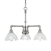 Vintage 3 Light Chandelier Shown In Aged Silver Finish With 7